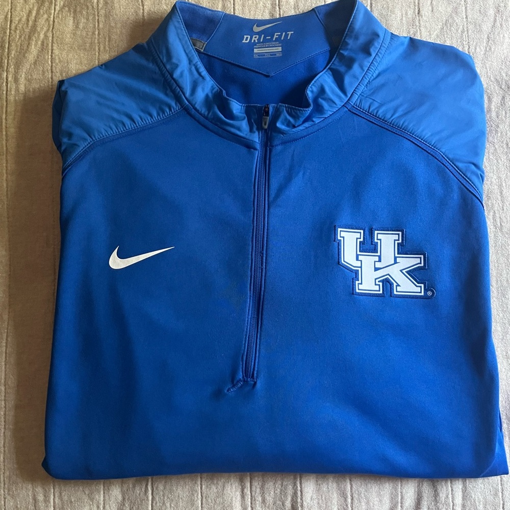 NIKE KENTUCKY WILDCATS MENS BLUE DRI-FIT 1/4 ZIP PULLOVER